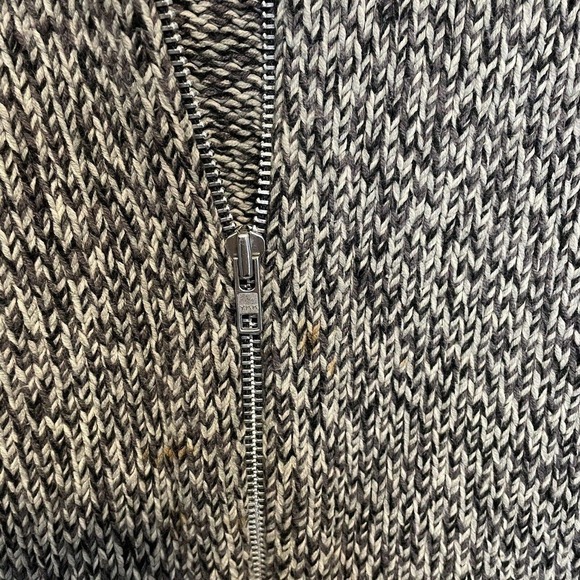 Gap Sweater Vintage Tweed Black and Gray Zip Front, Pockets, Mock Turtleneck M - Picture 5 of 8